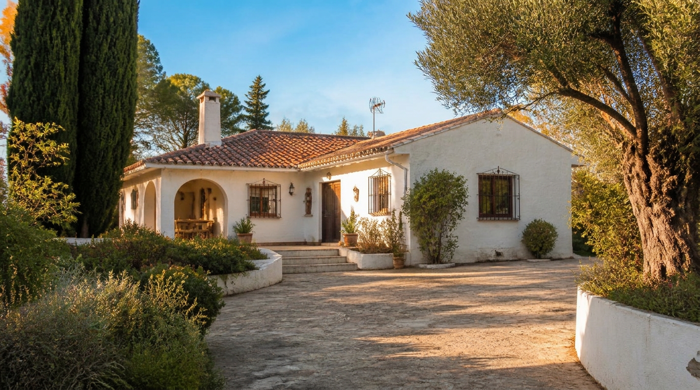 Mediterranean villa exterior with olive trees, the kind of property BuyerWingman audits